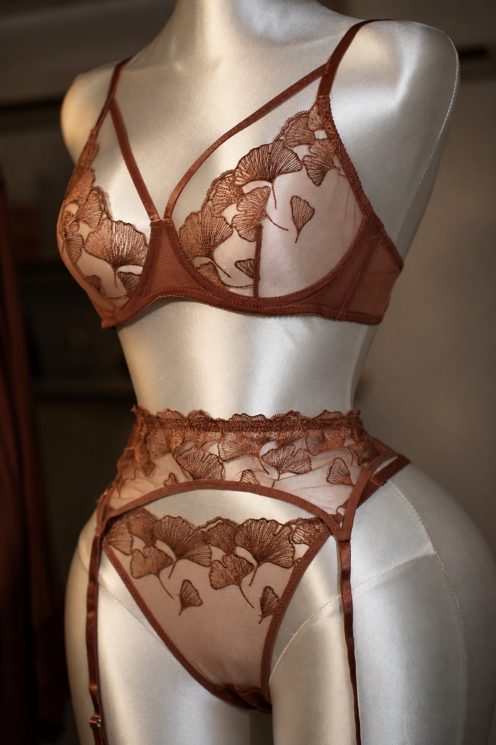 Floral Lace Garter Lingerie Set